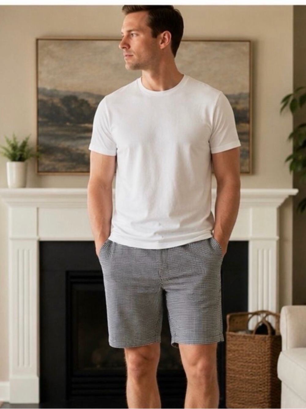 J.Crew Black White Gingham Check Cotton Shorts Size 38 Preppy